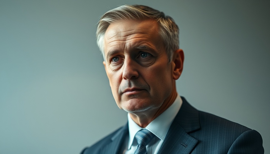 Middle-aged man in business suit thinking in professional setting.