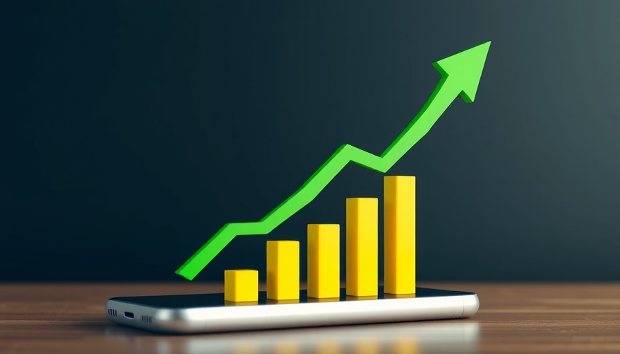 Digital stock market chart with upward trend on smartphone screen, stock market news.