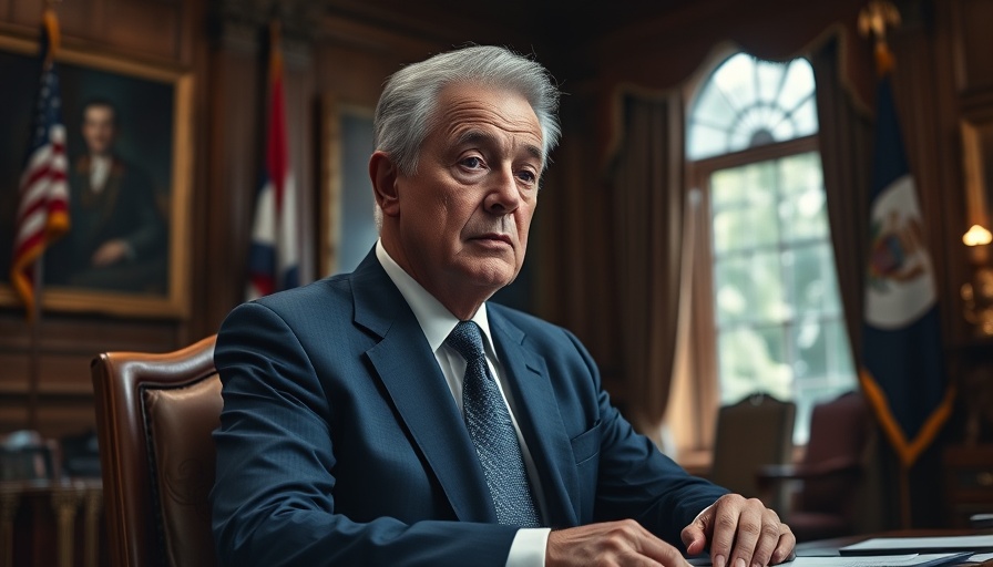 Older man in formal office setting, deep in thought.