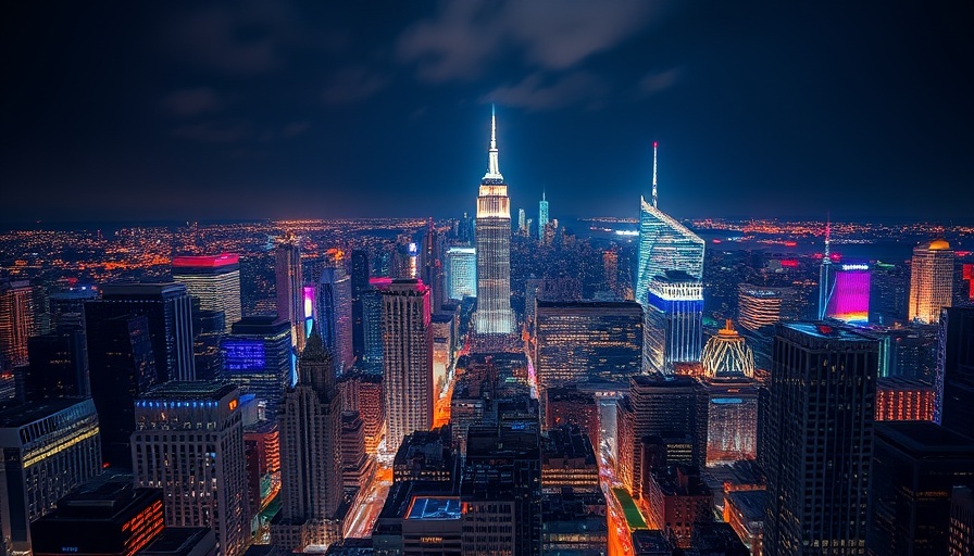 Vibrant city skyline fully aligning with ISSB rules at night.