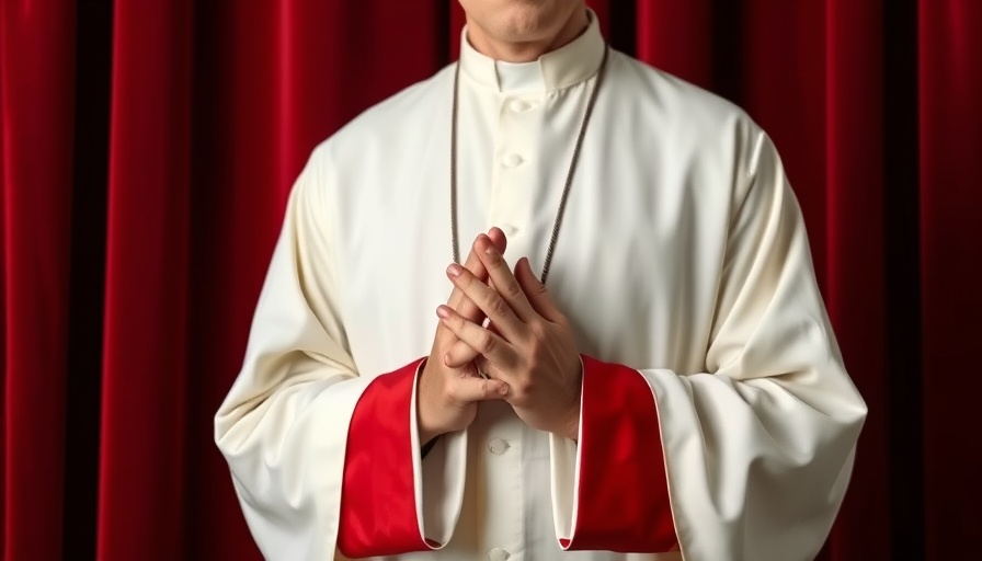Religious leader in thoughtful pose, AI's threat to humanity backdrop.