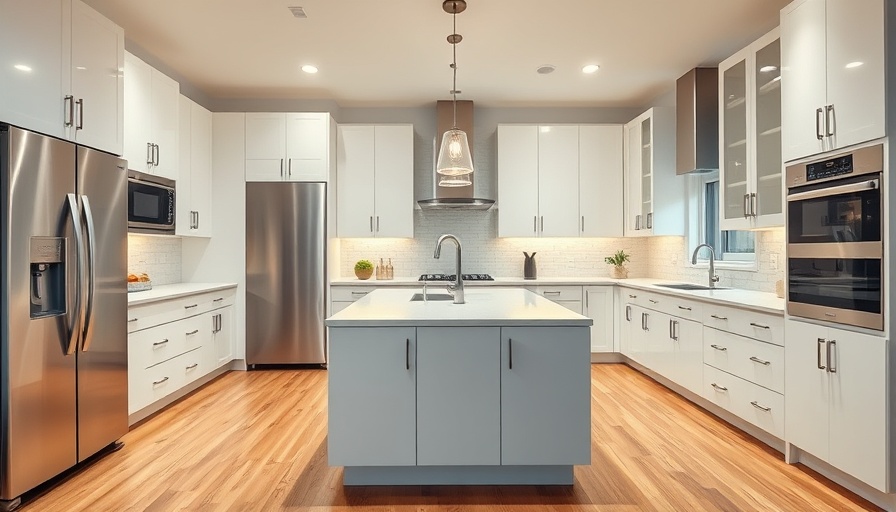 Elegant modern kitchen interior with stainless steel appliances.