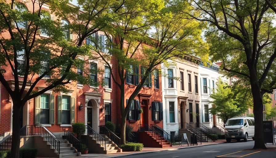 Historic row houses in urban neighborhood for house history search