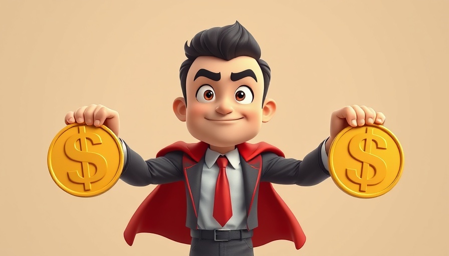Cartoon businessman lifting coin weights, symbolizing successful business startups.