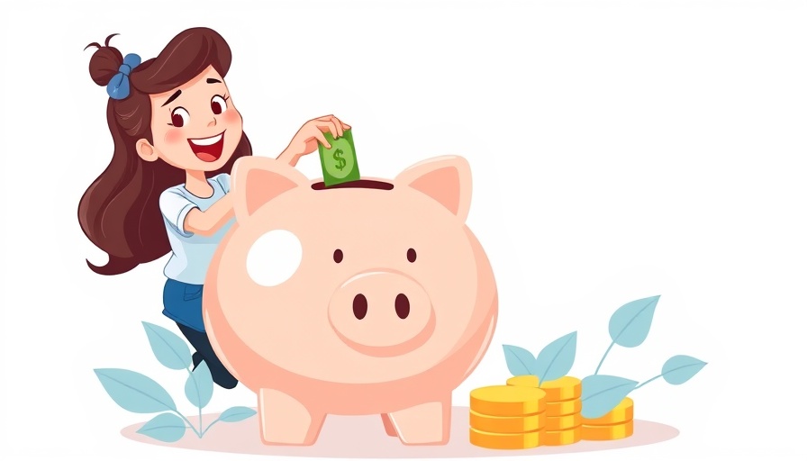 Cartoon woman saving money in piggy bank, business startup funding concept.