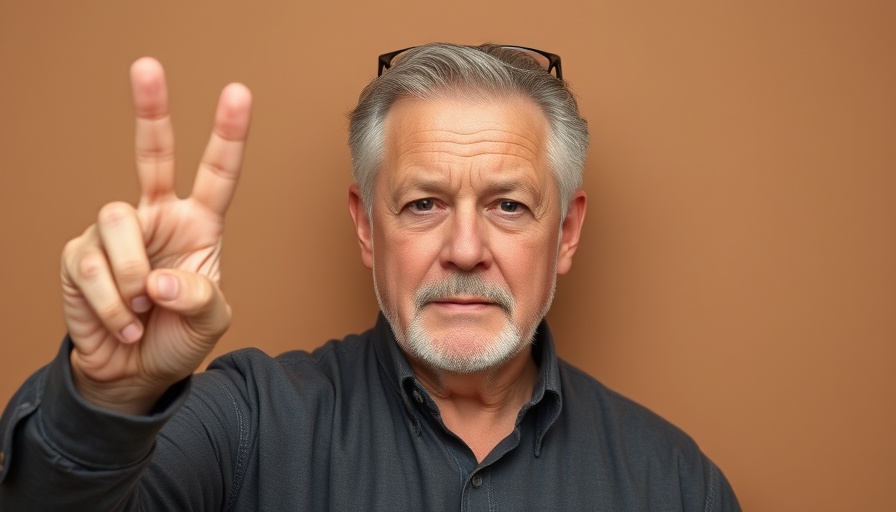 Serious middle-aged man gesturing, highlighting trade war recession impacts.