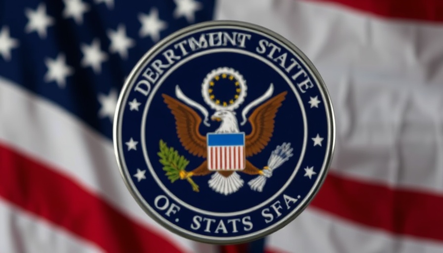 Department of State seal symbolizes social media vetting for foreign students.