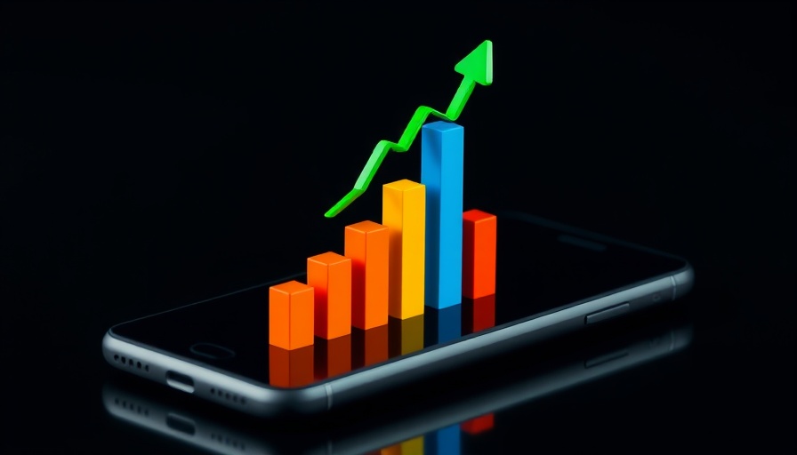 S&P 500 bar chart illustration on smartphone.