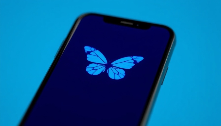 Bluesky app logo on smartphone screen against blue background.