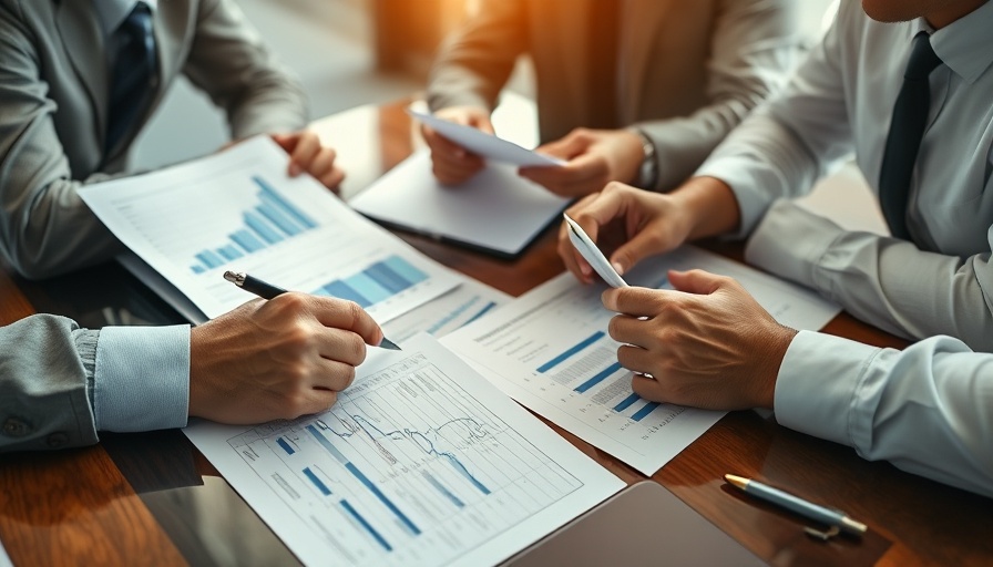 Business professionals discussing debt restructuring strategies with financial charts.