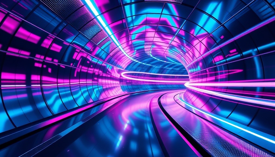Futuristic metallic tunnel with light stream, fusion startups raising over $100M context.