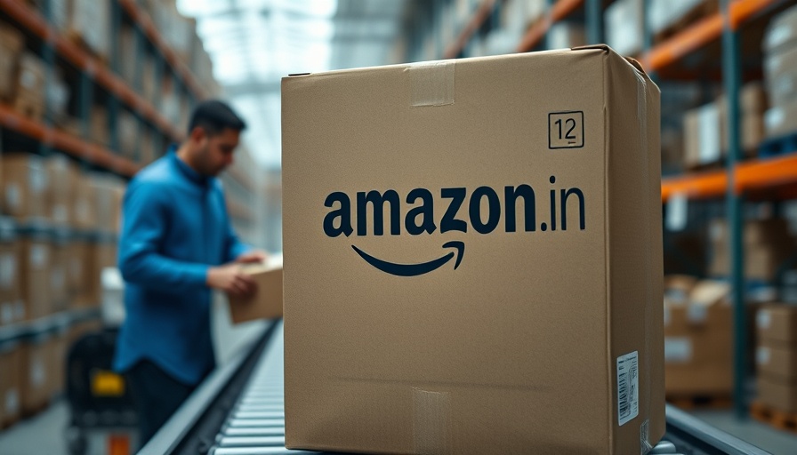Amazon infrastructure investment in India: Warehouse with large package.
