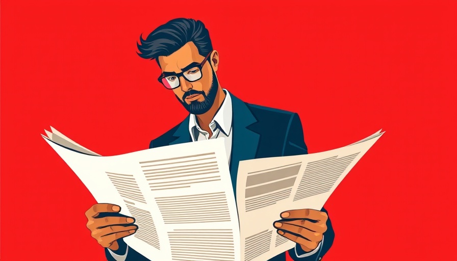 Illustration of a man reading about business trends in Bay Area.