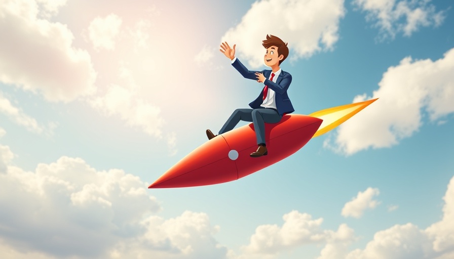 Illustration of business startup funding success: Person on rocket.
