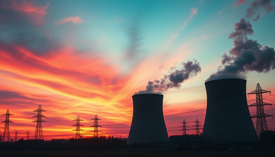 Nuclear cooling towers under vibrant sunset, related to Nvidia Nuclear Investment.
