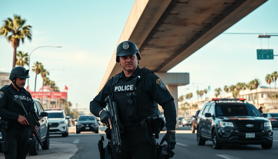 Law enforcement scene depicting immigration enforcement in Los Angeles.