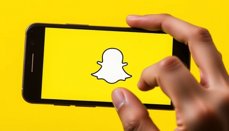Snapchat logo on phone screen with yellow background.