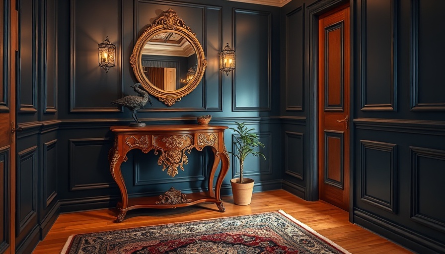 Elegant vintage hallway interior design with wooden console.