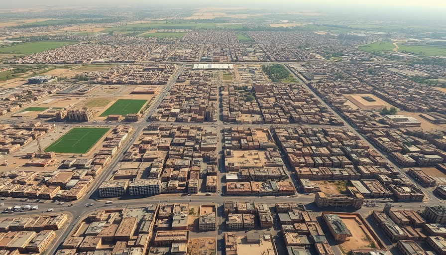 Aerial view of Afghan cityscape illustrating new airline routes.
