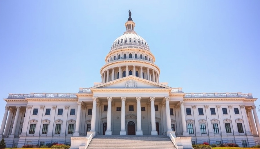 Majestic capitol building against blue sky related to AI regulation.