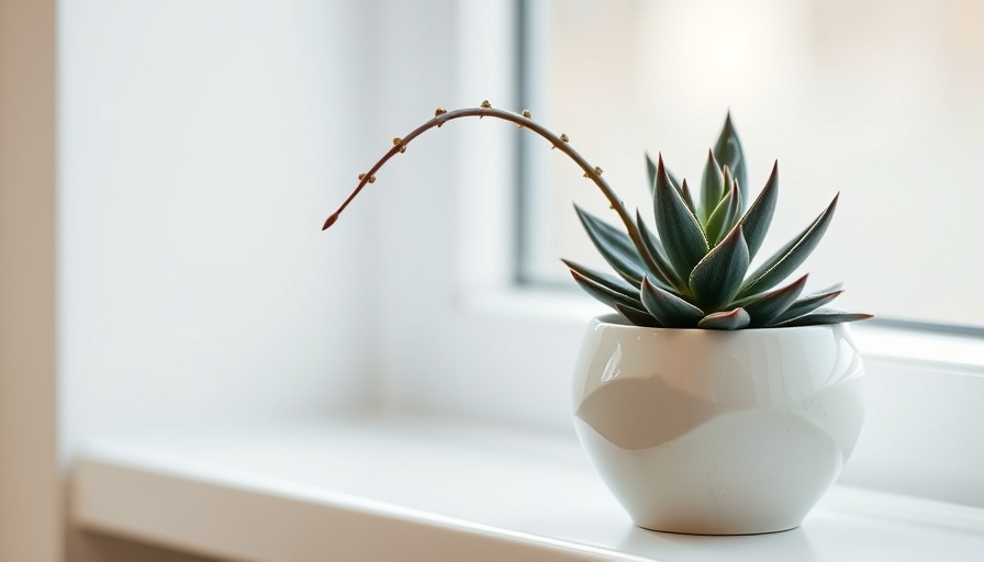 Plant care: succulent in modern pot on windowsill