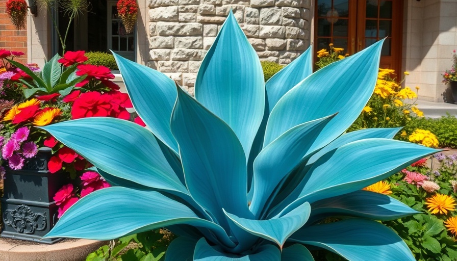 AI gardening content featuring a blue-leaved plant with vibrant colors.