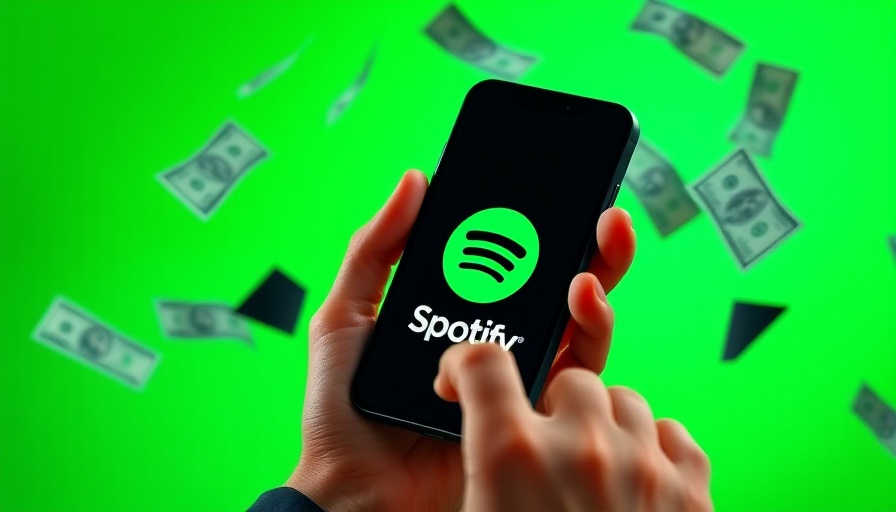 Spotify higher-priced bundled subscription investigation concept with smartphone and dollar bills