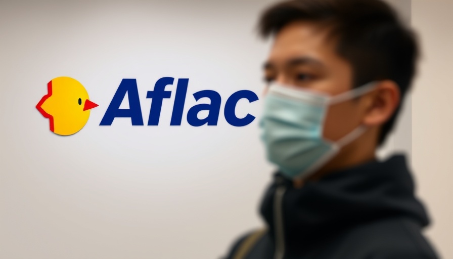 Aflac logo with masked individual, cybersecurity in insurance context.