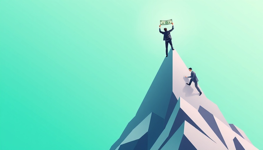 AI Research Fund concept illustrated by climbers reaching financial success peak.