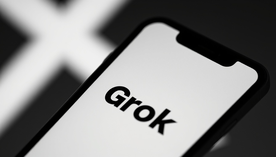 Grok app on smartphone, X logo blurred in background