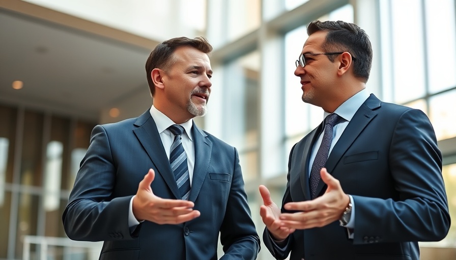 Two business-suited men conversing in front of a building, Europe must arm itself in an unstable world.