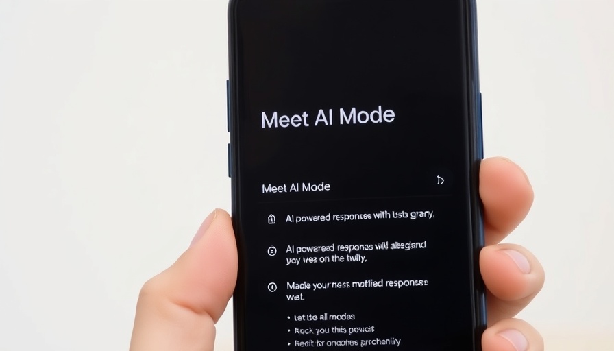 Smartphone showing Google AI mode interface in hand.