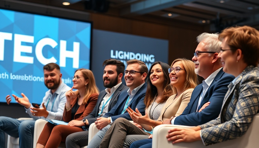 Panel discussion with business experts at tech conference.