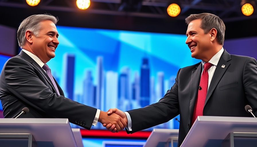 New York mayoral primary debate with candidates smiling.
