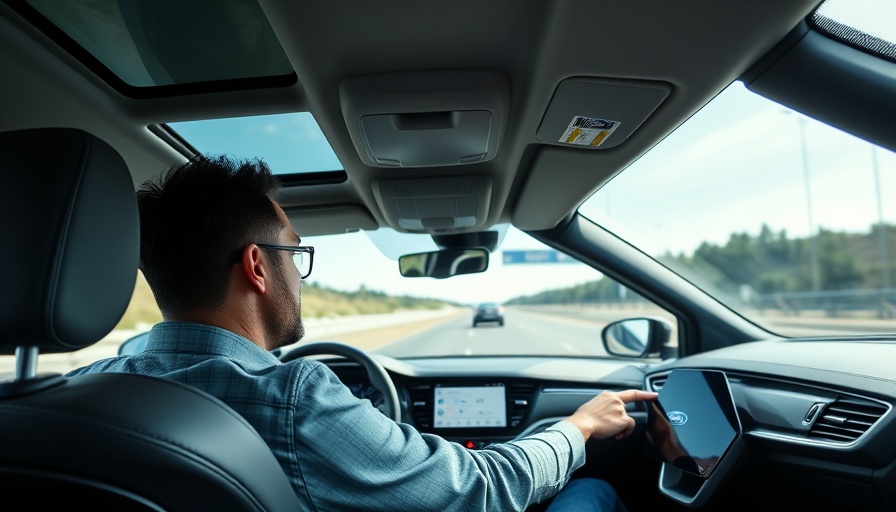 Man using Ford BlueCruise for hands-free highway driving.