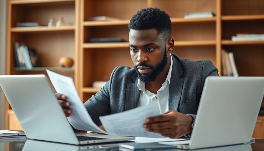 Focused man reviewing debt repayment strategies for veterans on laptop.