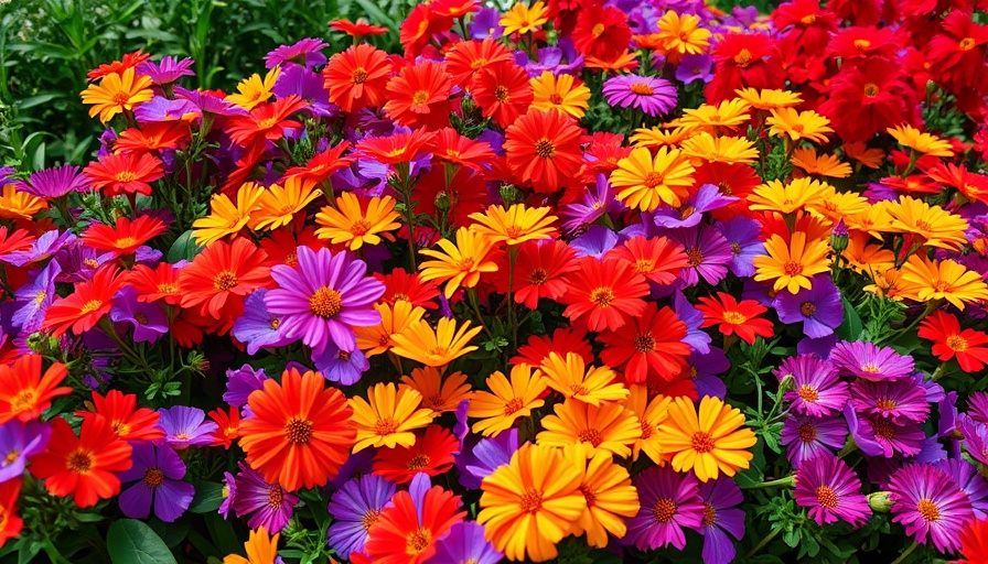Colorful flowers flourishing for weed control in a vibrant garden setting.