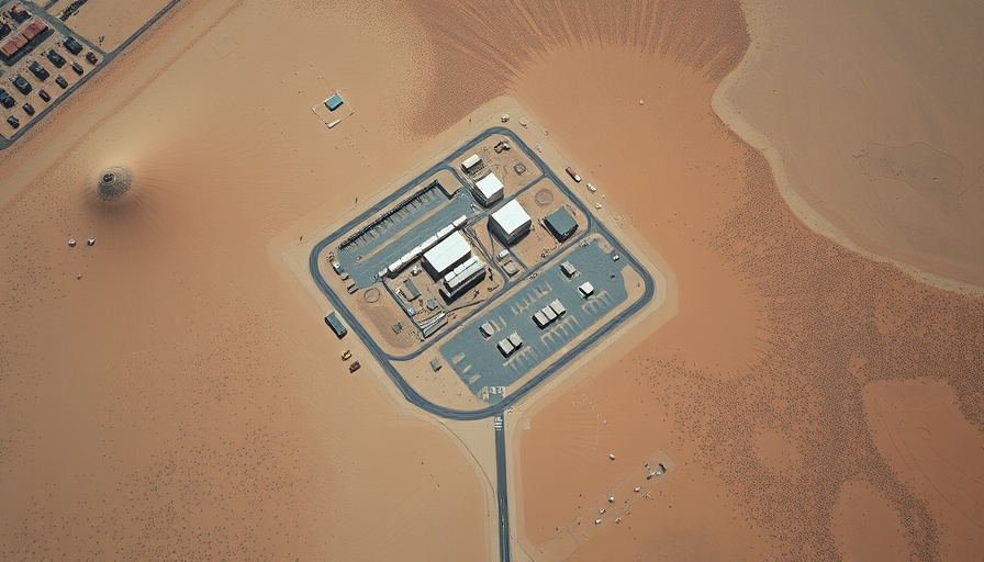Aerial view of Iran's nuclear site in a desert landscape.