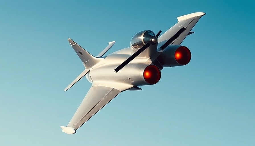 Modern jet with afterburners in flight against blue sky.