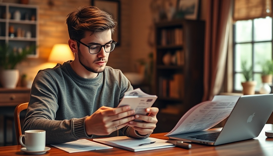 Person using calculator and holding receipts for $150,000 financial security.
