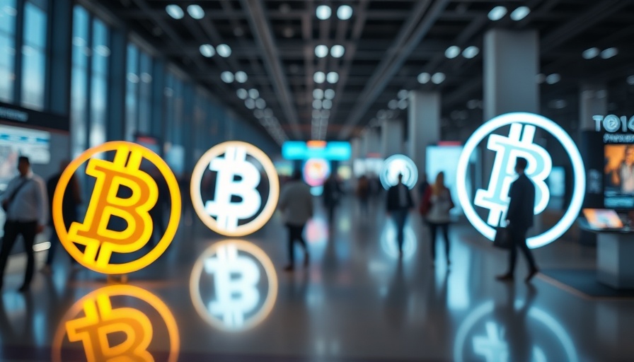 Cryptocurrency symbols on display at exhibition, Upexi shares context.
