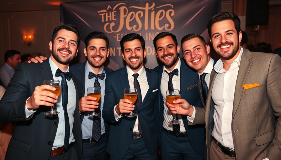 Four men at an All-In Podcast tequila event, smiling and celebrating.
