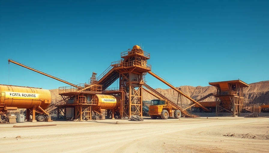 Expansive mining operation with massive machinery under a clear sky.