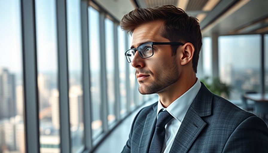 Businessman contemplating recession fears at mid-sized firms.