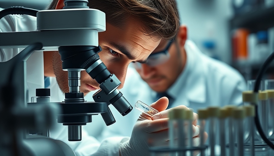 Researcher studying biological causes of emotional turmoil under a microscope.