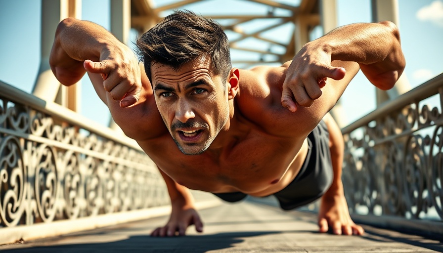 Muscular man doing push-ups outdoors representing hormone therapy benefits.