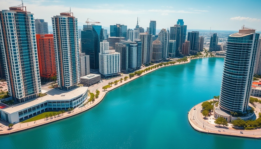 Aerial view of luxury real estate market, Chicago skyline.