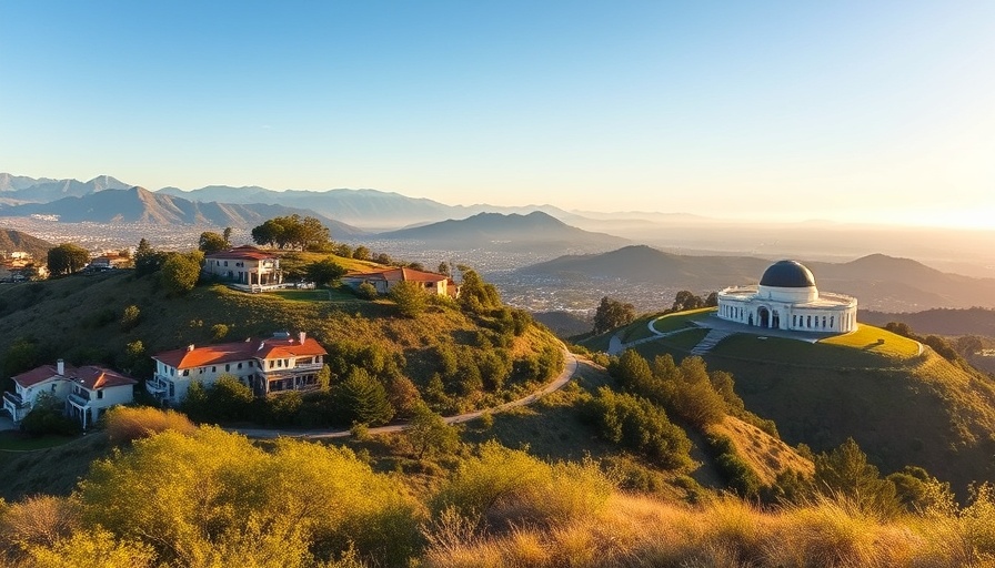 Panoramic view of luxury real estate in Los Angeles hills.