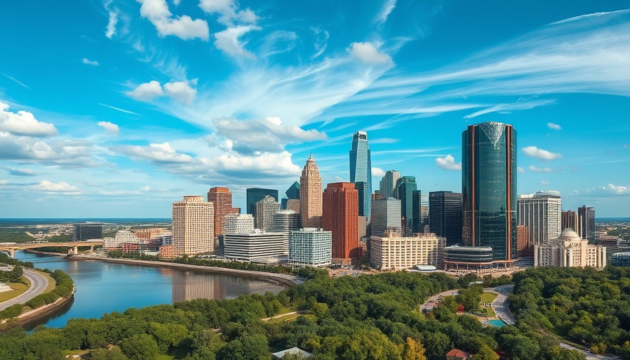 Skyline showcasing luxury real estate sales in Austin TX, aerial view.