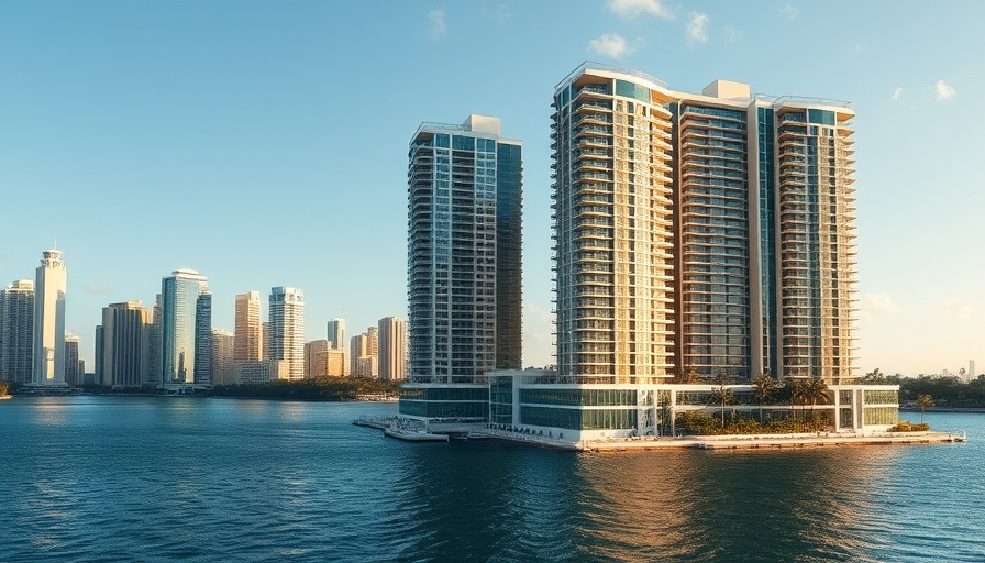 Luxurious high-rise buildings overlooking Biscayne Bay in Miami.